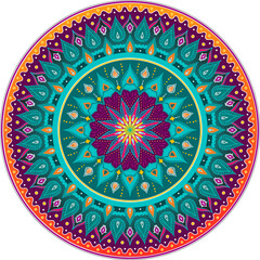 Colorful Mandala Floral Ornate Circle Design for Festivals
