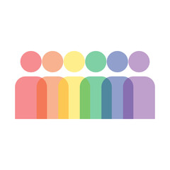 Diversity Illustration of a group of people colorful pride rainbow diverse gender community logo vector design