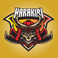 Fototapeta na wymiar Skull samurai logo