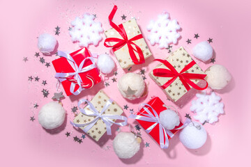Fluffy pink Christmas background