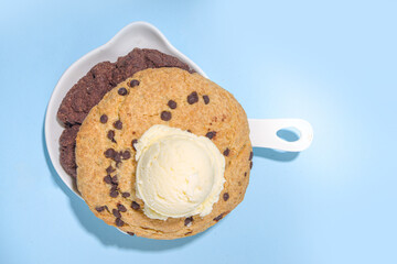 Giant chocolate and vanilla cookies