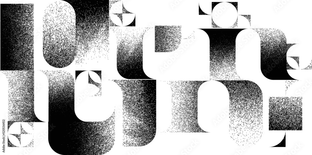 Poster distorted geometric shape . minimal art design . noise destroyed logo . trendy grainy shapes . graph