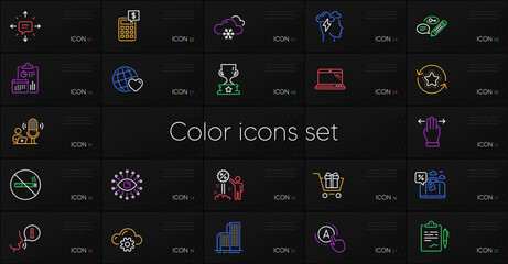 Set of Sms, Snow weather and Clipboard line icons. Include Travel loan, Laptop, Ab testing icons. Winner cup, Report, Friends world web elements. Artificial intelligence, Shopping cart. Vector © blankstock