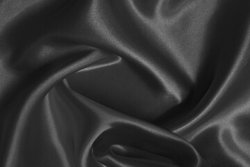 Black grey fabric texture background, detail of silk or linen pattern.