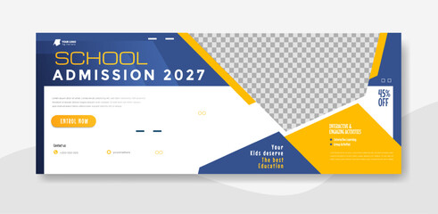 School admission web banner template design illustration 