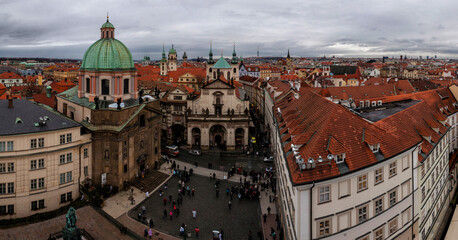 Fototapeta na wymiar Panorama withe skyline of The Old Town of Prague