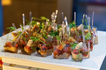 cold appetizers of meat and cheese for a party