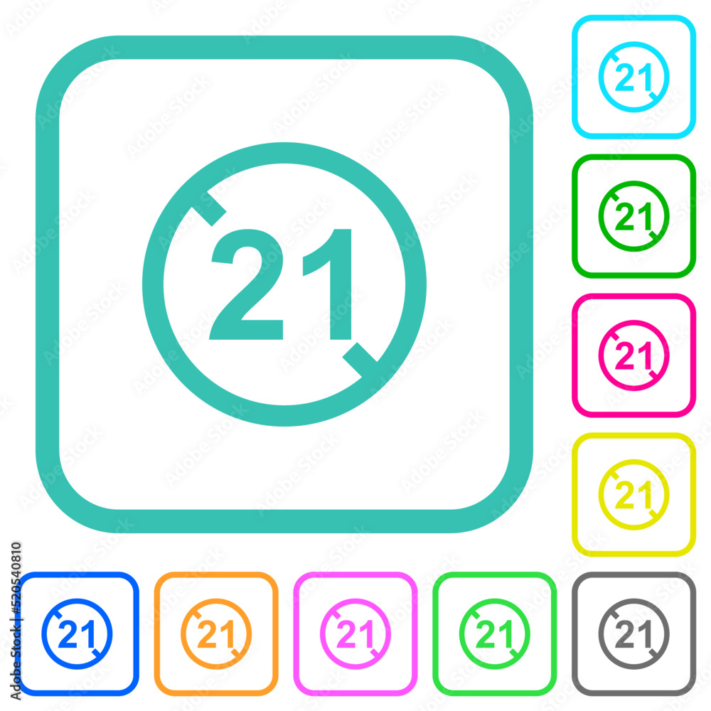 Sticker not allowed under 21 vivid colored flat icons