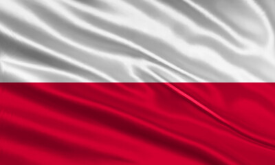 Fototapeta na wymiar Poland flag design. Waving Poland flag made of satin or silk fabric. Vector Illustration.