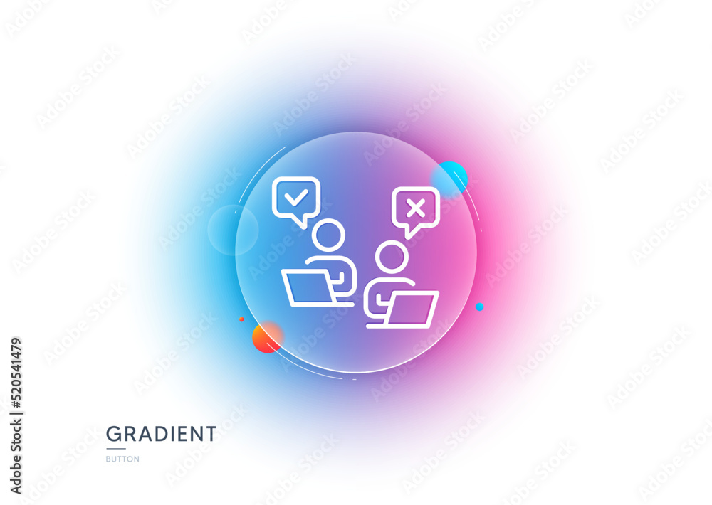 Poster online voting line icon. gradient blur button with glassmorphism. internet vote sign. web election s