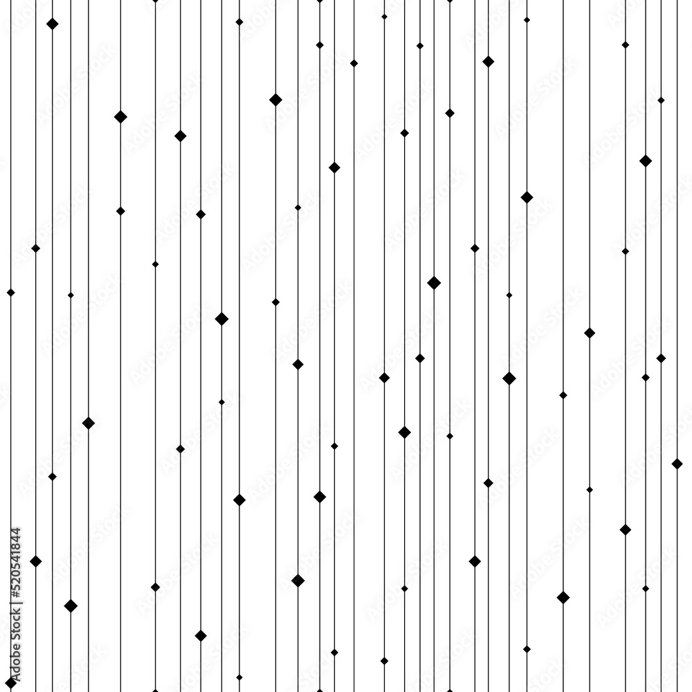 Poster seamless pattern. black square and line on white background. repeated stripe pattern. abstract verti