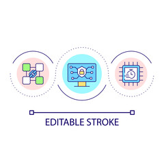 Protected internet networks loop concept icon. Build online security. Short term operations. Safety abstract idea thin line illustration. Isolated outline drawing. Editable stroke. Arial font used