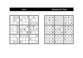 Sudoku puzzle game.Sudoku puzzle with a solution - EASY LEVEL
