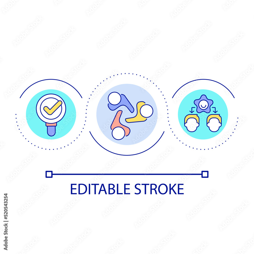 Poster control employees satisfaction loop concept icon. communication in team. teambuilding management abs