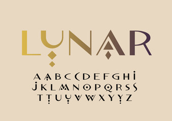Vector uppercase set of sans serif uppercase letters in boho celestial style. - 520543450