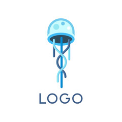 Flat logo design of octopus, vector icon