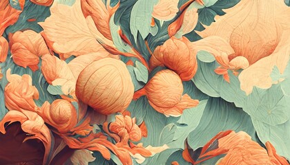Autumn concept floral background leaves and flowers
