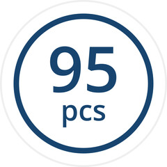 number of pieces in a package pieces pcs decal stickers. Vector illustration isolated on white.