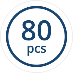 number of pieces in a package pieces pcs decal stickers. Vector illustration isolated on white.