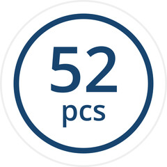 number of pieces in a package pieces pcs decal stickers. Vector illustration isolated on white.