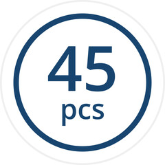 number of pieces in a package pieces pcs decal stickers. Vector illustration isolated on white.