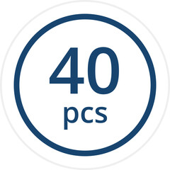 number of pieces in a package pieces pcs decal stickers. Vector illustration isolated on white.