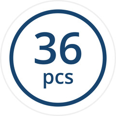 number of pieces in a package pieces pcs decal stickers. Vector illustration isolated on white.