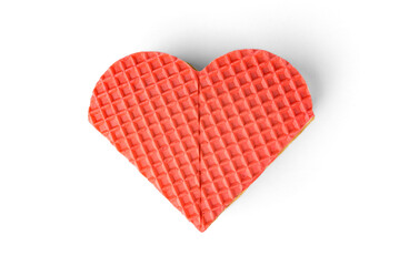 Colorful pieces of waffle cake isolated on white background.