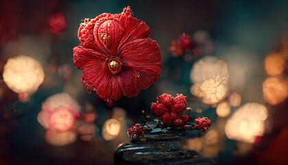 Floral pinkish blue red backgrounds retro wallpaper, wedding invitation