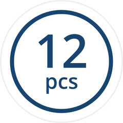 number of pieces in a package pieces pcs decal stickers. Vector illustration isolated on white.