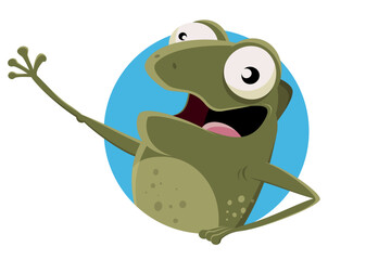 funny cartoon frog in a badge