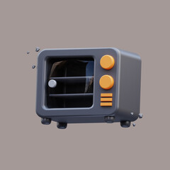 3d rendering of cute oven kitchen tool icon illustration