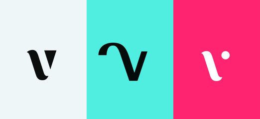 Set of letter V minimal logo icon design template elements