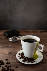 Coffee cup on a business table