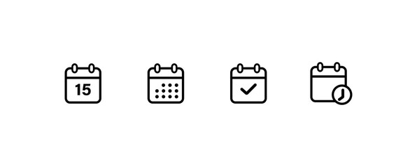 Calendar Icon collection. Meeting deadlines icon. Time management .Appointment schedule.Vector illustration isolated on white background.