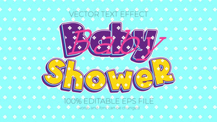 baby shower editable text effect style, EPS editable text effect