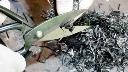 Cut carbon fiber material of composite make automotive part racing