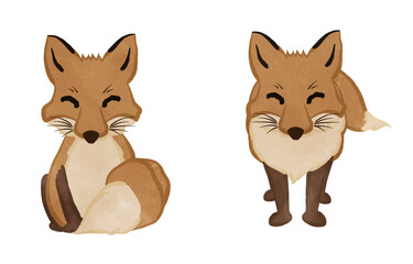 Illustration of a cute smiling fox