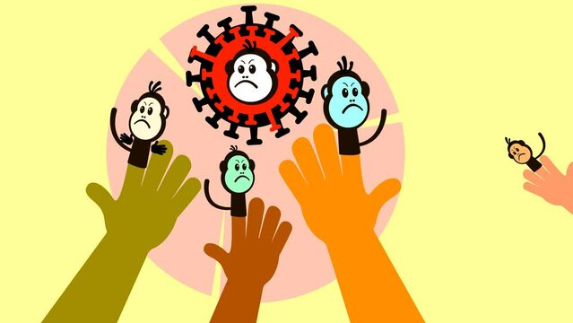 Animation. An outbreak of the monkey pox virus. Disease prevention banner, design.