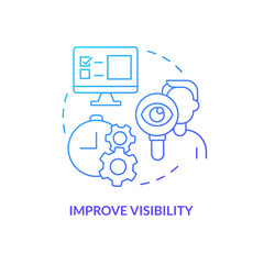 Improve visibility blue gradient concept icon. Pandemic. Addressing covid impact on logistics abstract idea thin line illustration. Isolated outline drawing. Myriad Pro-Bold font used