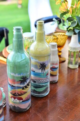 bottles, ecocrafts, sustainable art,brazilian crafts, crafts,colored sand, bottle recycling,...