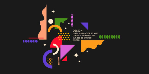 Composition with geometric shapes. Abstract background for design. Trendy stylish graphics