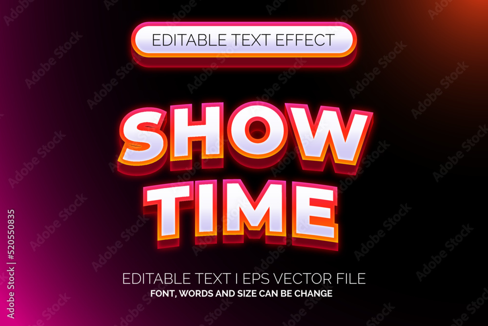 Poster colorfull modern show time simple color text effect