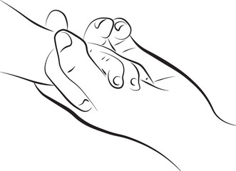 loving family, parenthood childhood concept
new born baby hand hold mum index finger. relationship between mother and baby. Illustration family hand concept.