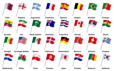 flags of different countries with German text on a white background