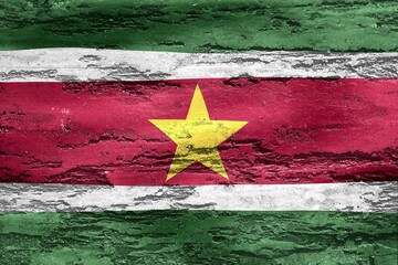 2D Illustration of the Suriname flag with a grungy pattern