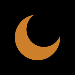 Orange color icon of crescent moon isolated on black background. © Wirestock Creators