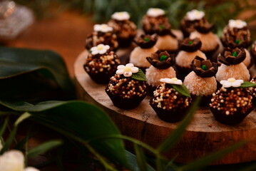 sweets decorated, party table, candy store, chocolate truffles, brigadeiro, chocolate sprinkles, chocolate candy, condensed milk candy balls, candy balls, brazilian sweets, sweet background