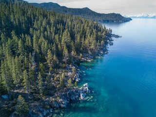 Beautiful high angle view of a forest above the South Lake Tahoe