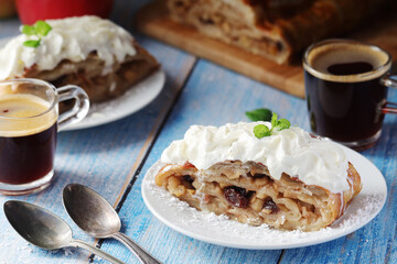 Traditional Austrian strudel with apples